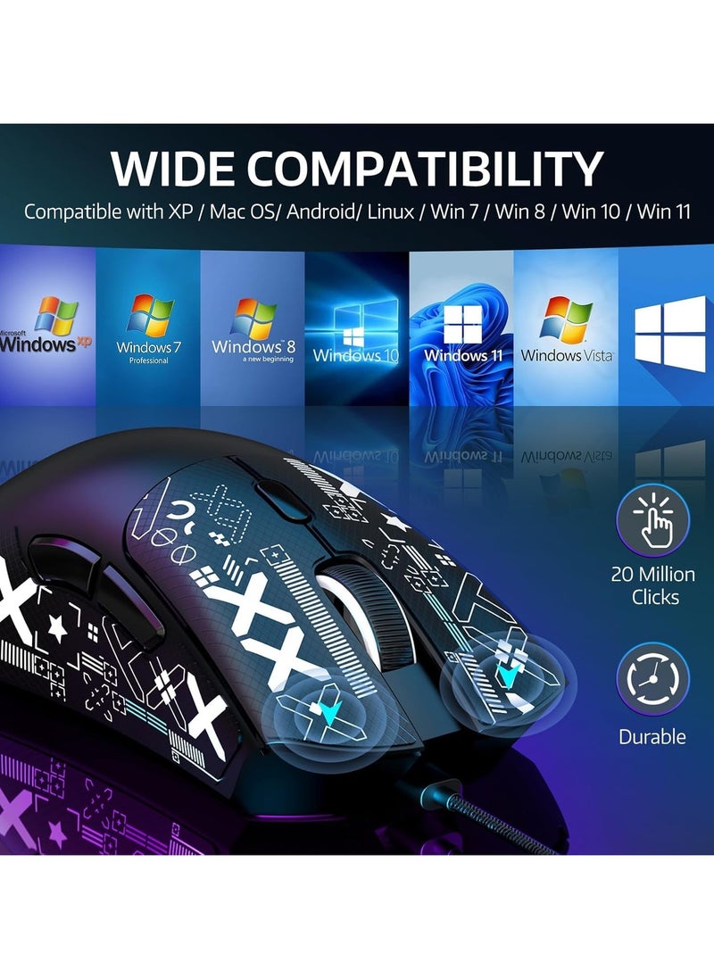 ATTACK SHARK R1 Wireless Gaming Mouse – Tri-Mode (2.4G/BT5.2/Wired), 55g Ultra-Light – 18K DPI PAW3311 Sensor – HUYU 20M Clicks – Ergonomic – Black + Grip Tape