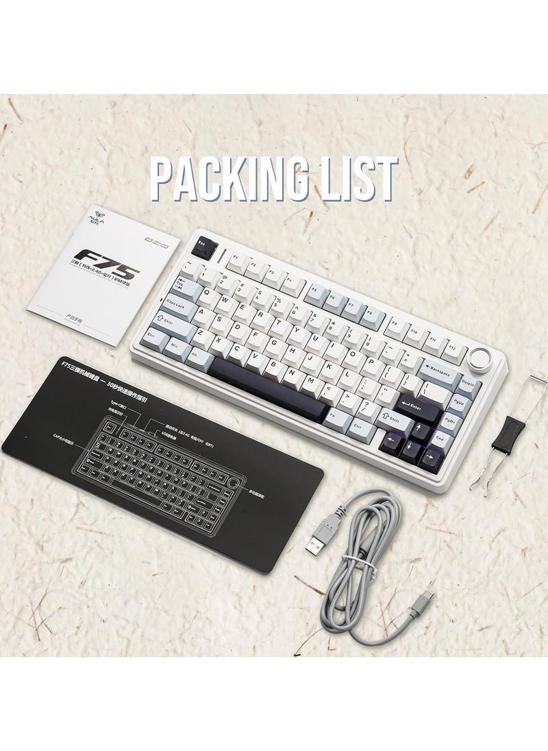 AULA F75 Wireless Mechanical Gaming Keyboard – 75% Compact Gasket Mount – Tri-Mode Bluetooth 5.0/2.4G/USB-C – Hot-Swappable LEOBOG Reaper Switches – RGB Backlit – Long Battery Life – Ultra-Fast Response for PC/Mac – (Light Blue)