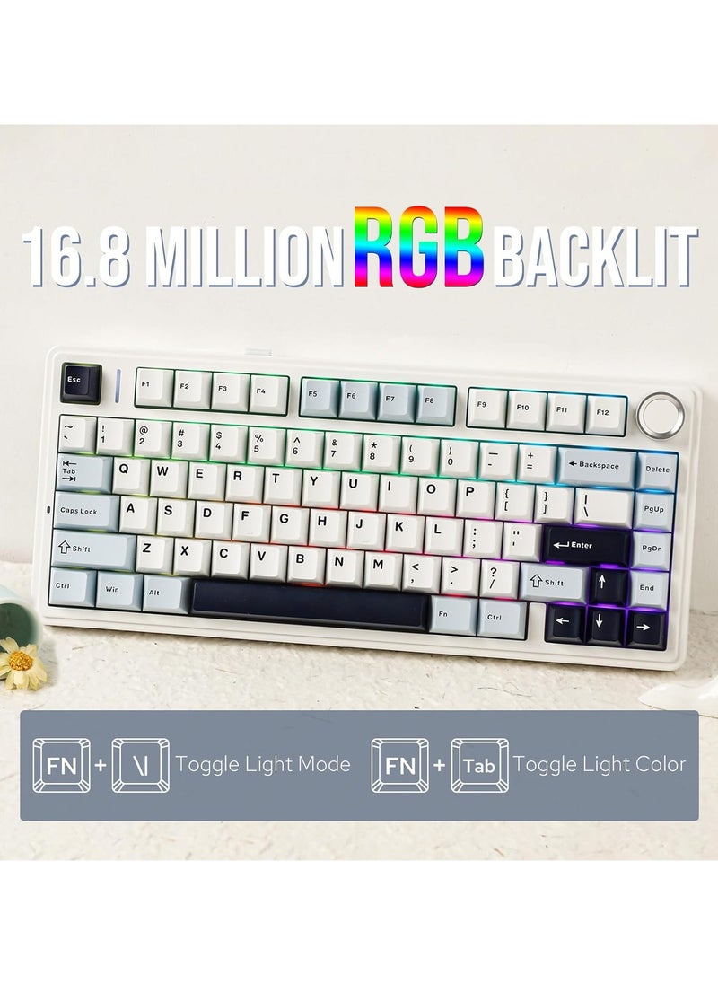 AULA F75 Wireless Mechanical Gaming Keyboard – 75% Compact Gasket Mount – Tri-Mode Bluetooth 5.0/2.4G/USB-C – Hot-Swappable LEOBOG Reaper Switches – RGB Backlit – Long Battery Life – Ultra-Fast Response for PC/Mac – (Light Blue)