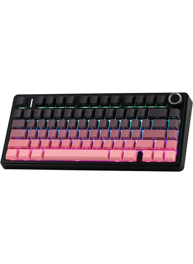 AULA F75 Wireless Mechanical Gaming Keyboard – 75% Compact Gasket Mount – Tri-Mode Bluetooth 5.0/2.4G/USB-C – Hot-Swappable Switches – RGB Backlit – Long Battery Life – Ultra-Fast Response for PC/Mac (Black Pink Gradient, LEOBOG Reaper Switch)
