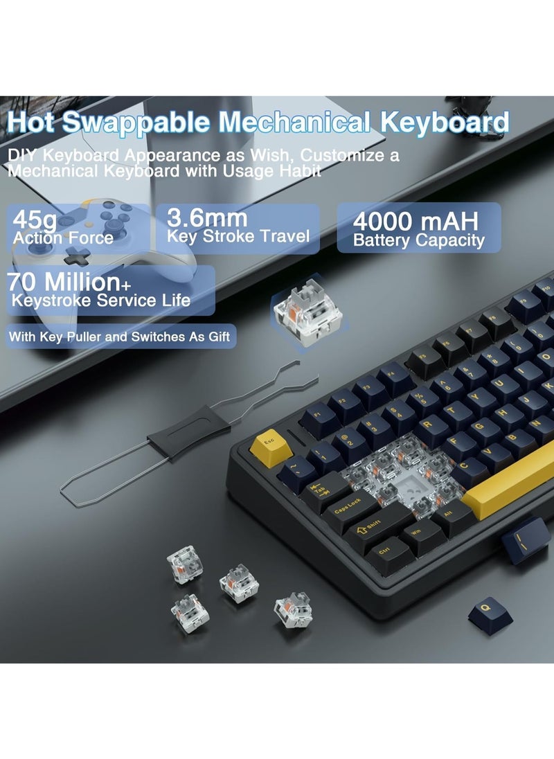AULA F75 Wireless Mechanical Gaming Keyboard – 75% Compact Gasket Mount – Tri-Mode Bluetooth 5.0/2.4G/USB-C – Hot-Swappable Crescent Switches – RGB Backlit – Long Battery Life – Ultra-Fast Response for PC/Mac – (Black)