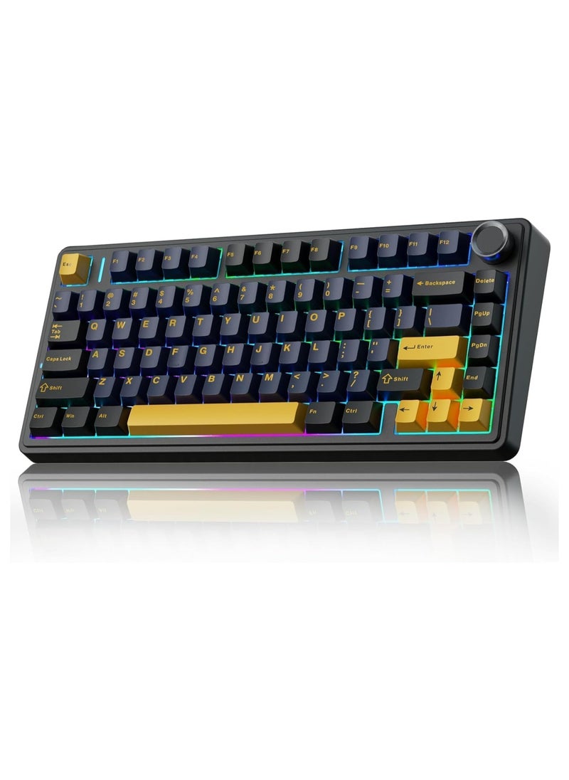 AULA F75 Wireless Mechanical Gaming Keyboard – 75% Compact Gasket Mount – Tri-Mode Bluetooth 5.0/2.4G/USB-C – Hot-Swappable Crescent Switches – RGB Backlit – Long Battery Life – Ultra-Fast Response for PC/Mac – (Black)