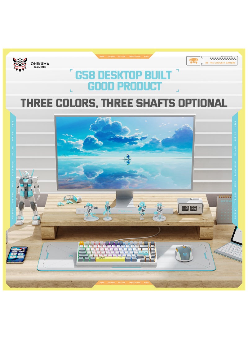 Upgrade G58 – 75% Mechanical Gaming Keyboard – Compact 82 Keys – Wired Blue Switch – Rainbow LED Backlit – USB for PC/Laptop/Mac – Mixed Color Keycaps