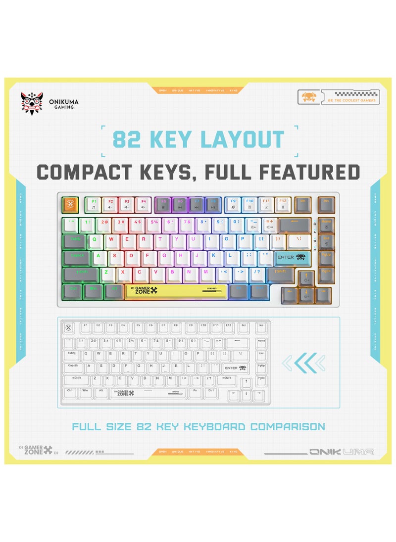 Upgrade G58 – 75% Mechanical Gaming Keyboard – Compact 82 Keys – Wired Blue Switch – Rainbow LED Backlit – USB for PC/Laptop/Mac – Mixed Color Keycaps