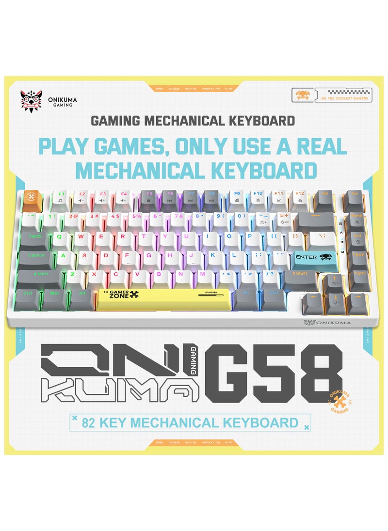 Upgrade G58 – 75% Mechanical Gaming Keyboard – Compact 82 Keys – Wired Blue Switch – Rainbow LED Backlit – USB for PC/Laptop/Mac – Mixed Color Keycaps