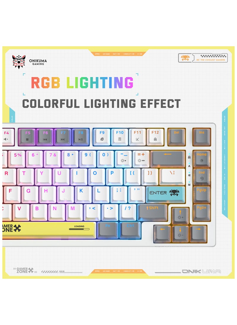 Upgrade G58 – 75% Mechanical Gaming Keyboard – Compact 82 Keys – Wired Blue Switch – Rainbow LED Backlit – USB for PC/Laptop/Mac – Mixed Color Keycaps