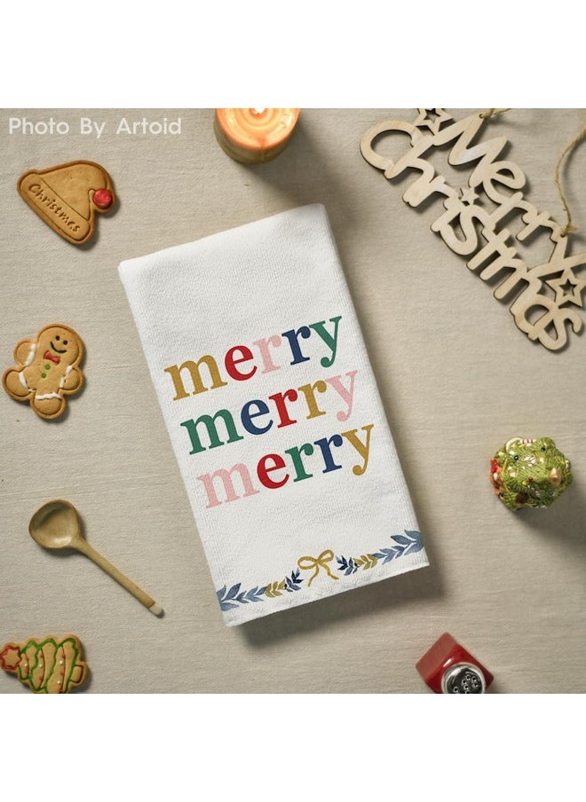Artoid Mode Nutcracker Xmas Tree Holly Ornament Motto Merry Christmas Kitchen Towels Dish Towels, 18x26 Inch Farmhouse Decoration Hand Towels Set of 6