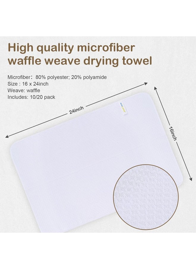 SINLAND Kitchen Towels Premium Sublimation Blank Towels Fast Drying Tea Towel Polyester Dish Towels for Drying Dishes 16 Inch X 24 Inch 10 Pack White