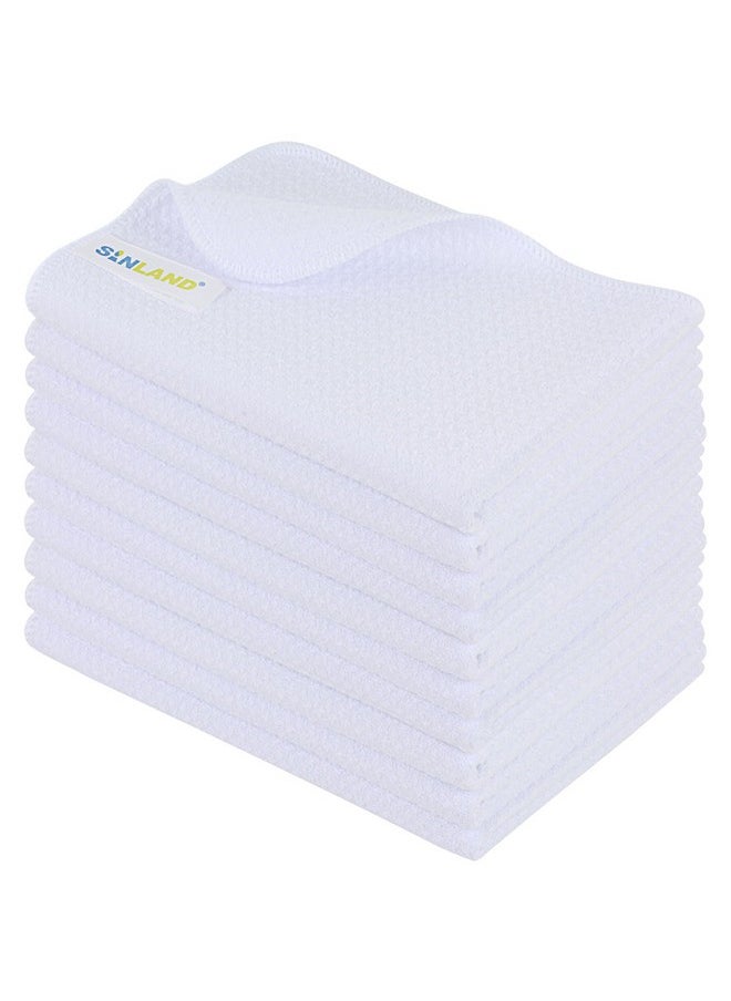 SINLAND Kitchen Towels Premium Sublimation Blank Towels Fast Drying Tea Towel Polyester Dish Towels for Drying Dishes 16 Inch X 24 Inch 10 Pack White