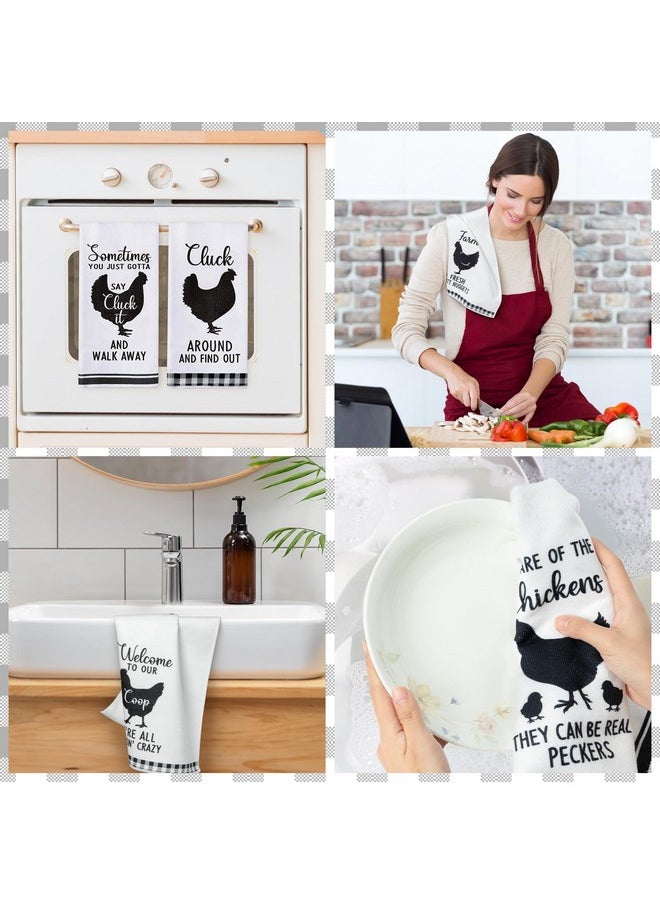 R HORSE 5Pcs Kitchen Dish Towels - Funny Chicken Dishcloths Gift, Absorbent Dish Tea Towels Bar Hand Towel, Farmhouse Kitchen Towels for Chicken Lovers Kitchen Gift for Mom Women Hostess Housewarming