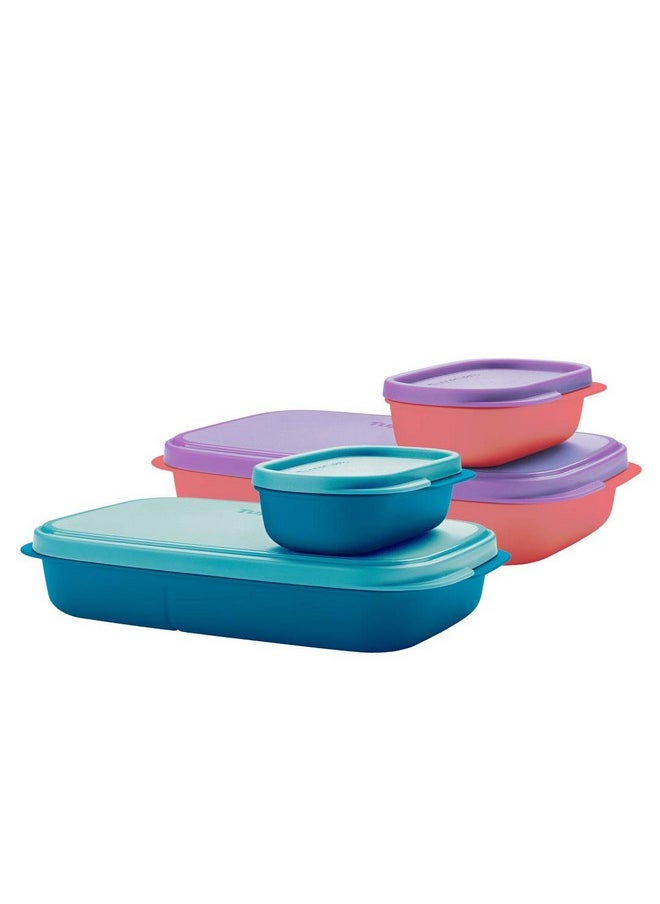 Tupperware Plastic Mylunch Liquid Tight Lunch Box - 2 pieces (590ml, Pink, Purple, Blue)