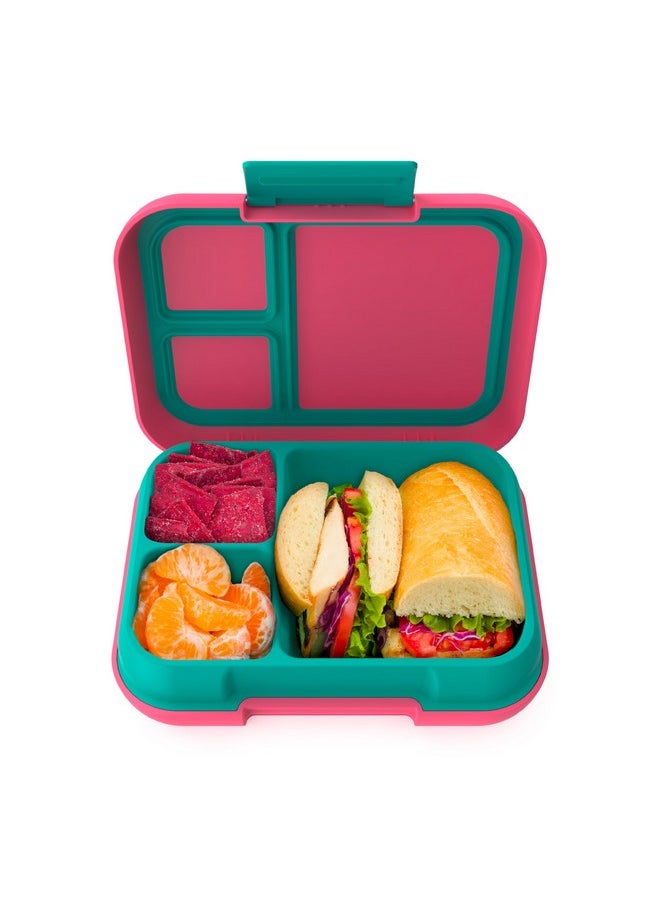 Bentgo Pop - Leak-Proof Lunch Box & Removable Divider for Ages 8+ & Teens - Lunch Container Holds 5 Cups of Food; 3-4 Compartments; Microwave/Dishwasher Safe; 2 Year Warranty (Bright Coral/Teal)