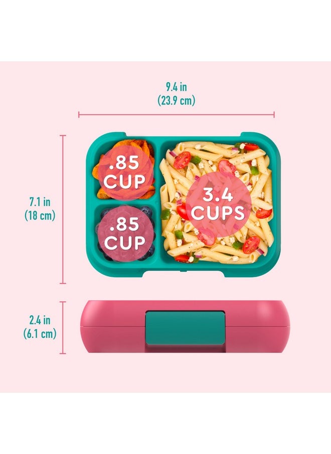 Bentgo Pop - Leak-Proof Lunch Box & Removable Divider for Ages 8+ & Teens - Lunch Container Holds 5 Cups of Food; 3-4 Compartments; Microwave/Dishwasher Safe; 2 Year Warranty (Bright Coral/Teal)