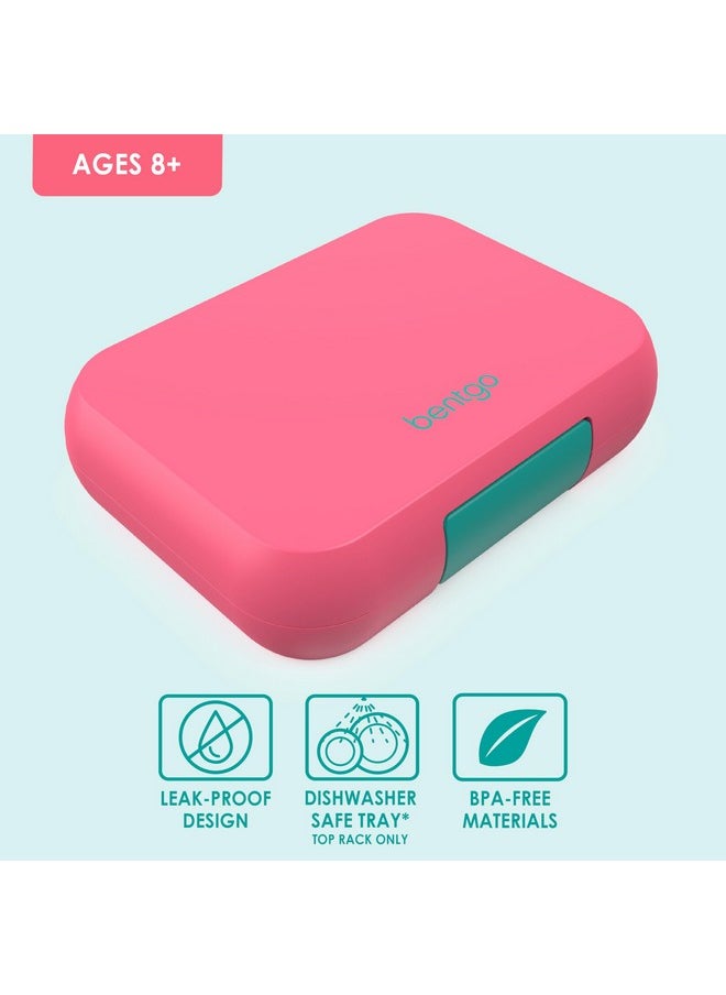 Bentgo Pop - Leak-Proof Lunch Box & Removable Divider for Ages 8+ & Teens - Lunch Container Holds 5 Cups of Food; 3-4 Compartments; Microwave/Dishwasher Safe; 2 Year Warranty (Bright Coral/Teal)