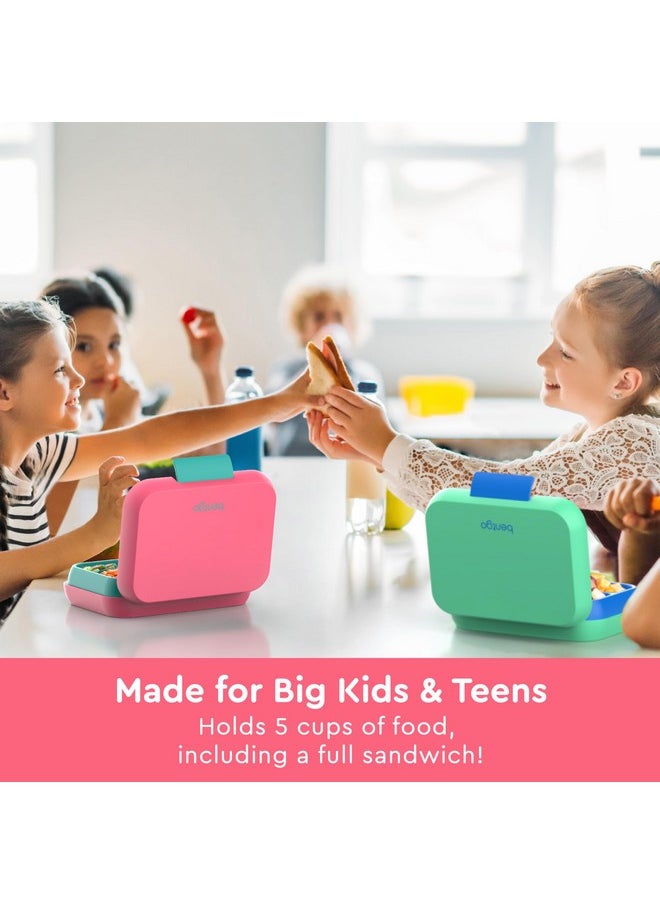 Bentgo Pop - Leak-Proof Lunch Box & Removable Divider for Ages 8+ & Teens - Lunch Container Holds 5 Cups of Food; 3-4 Compartments; Microwave/Dishwasher Safe; 2 Year Warranty (Bright Coral/Teal)