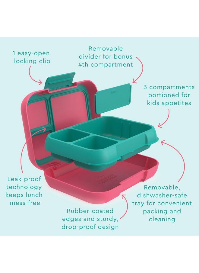 Bentgo Pop - Leak-Proof Lunch Box & Removable Divider for Ages 8+ & Teens - Lunch Container Holds 5 Cups of Food; 3-4 Compartments; Microwave/Dishwasher Safe; 2 Year Warranty (Bright Coral/Teal)
