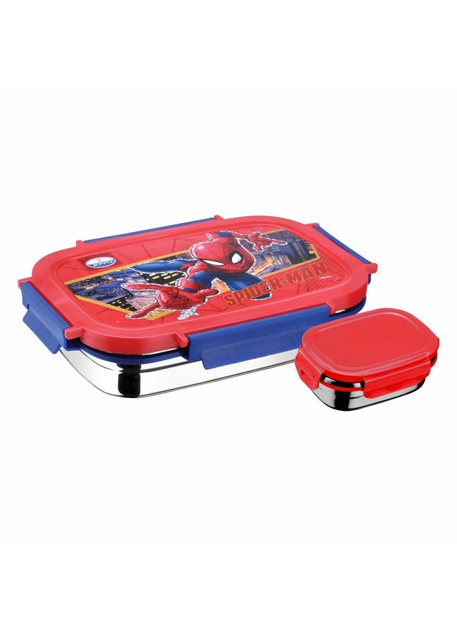 JOYO True Food Big Stainless Steel Lunch Pack 900 ML, with Dabbi 110 ML | Stainless Steel Lunch Box | Lunch Box with Snap Lock | Perfect for School, College & Office | Marvel Spiderman