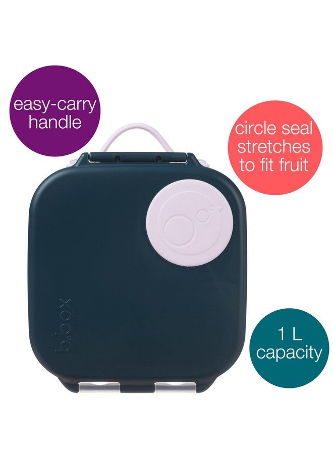 b.box Mini Lunch Box for Kids: Lunch Snack Container with 2 Leak Proof Compartments. Ages 3+ School Supplies, BPA Free (Indigo Rose, 4¼ cup capacity