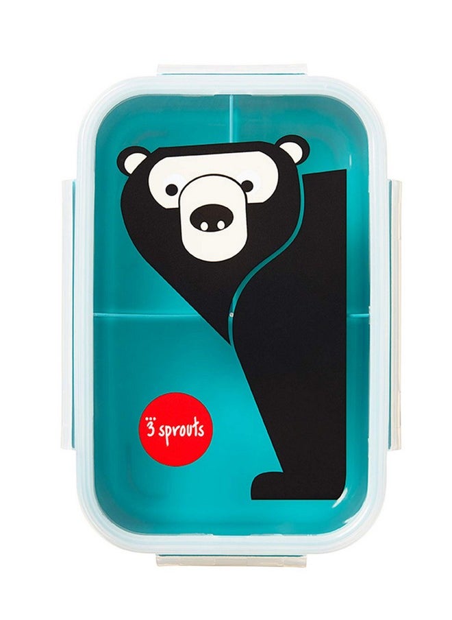 3 Sprouts Bento Box for Kids - Leakproof, BPA-Free Lunch Box with 3 Compartments for Back to School, Reusable On-the-Go Meal and Snack Containers - Bear