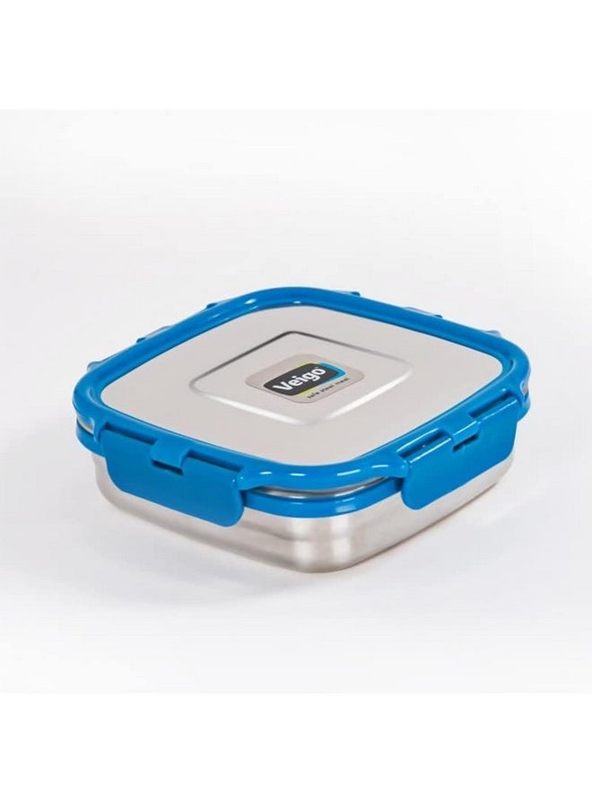 Veigo Sandwich Lunch Box Stainless Steel Premium Finish Air Tight Leak-Proof Lunch Box Sleek & Compact Easy to fit into Any Bags Perfect for School,Office & Outdoor-600ml Dark Blue