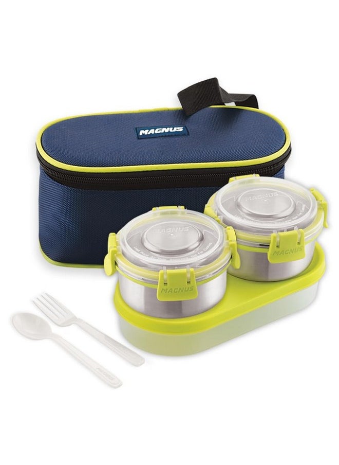 Magnus Avanza 3 Stainless Steel Lunch Box Set | 1050ml | Leakproof Tiffin with Bag | Ideal for Office, School, Men, Women, Kids| Air-Tight Food Carrier