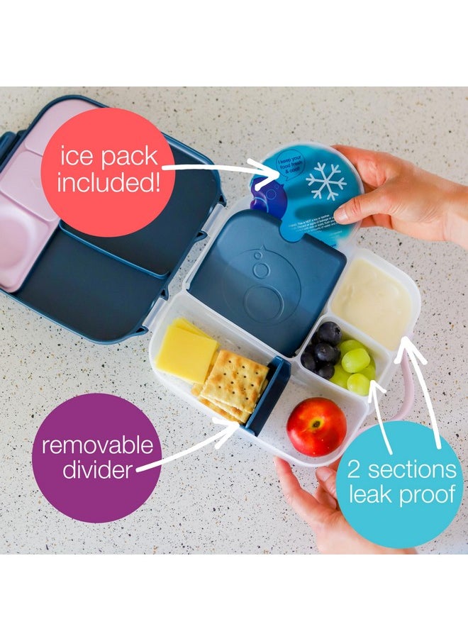 b.box Lunch Box for Kids: Jumbo Bento Box w/ 4 Compartments (2 Leak proof), Removable Divider, Gel Cold Pack. Older Kids & Big Eaters Ages 3+. School Supplies (Ocean Breeze, 8½ Cup Capacity)