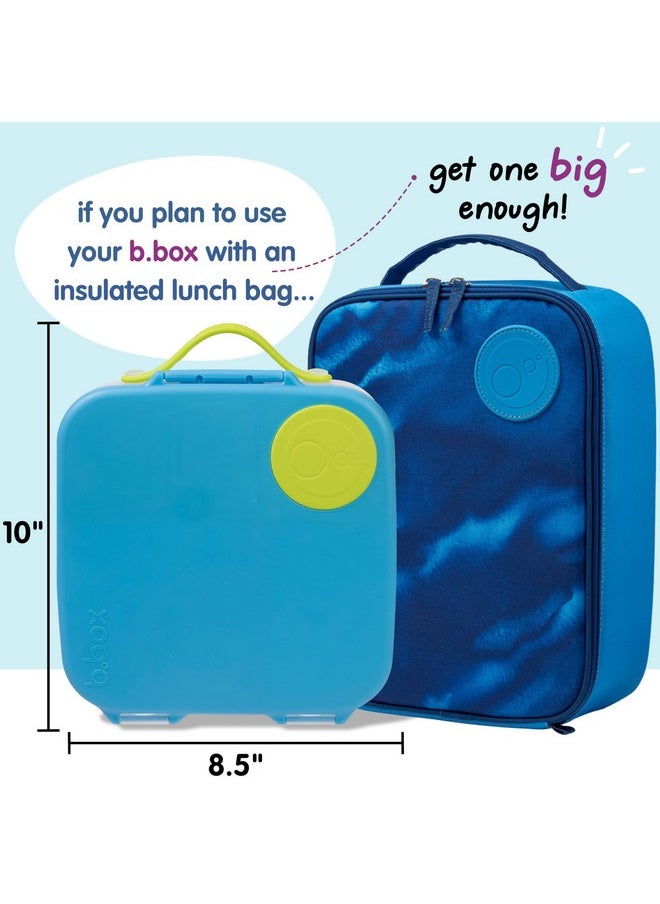 b.box Lunch Box for Kids: Jumbo Bento Box w/ 4 Compartments (2 Leak proof), Removable Divider, Gel Cold Pack. Older Kids & Big Eaters Ages 3+. School Supplies (Ocean Breeze, 8½ Cup Capacity)