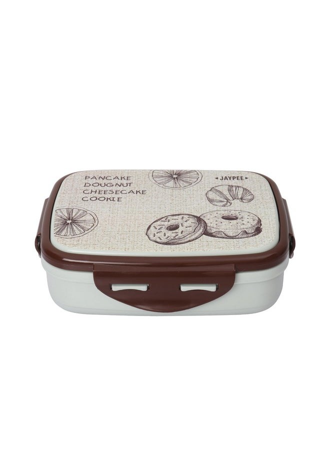 JAYPEE Ecosteel Jr Pista Brown 550 ml Stainless Steel Insulated Lunch Box for School Snacks Box Office|Spoon| Airtight | Leakproof Tiffin Box for Kids | Food Grade | BPA Free