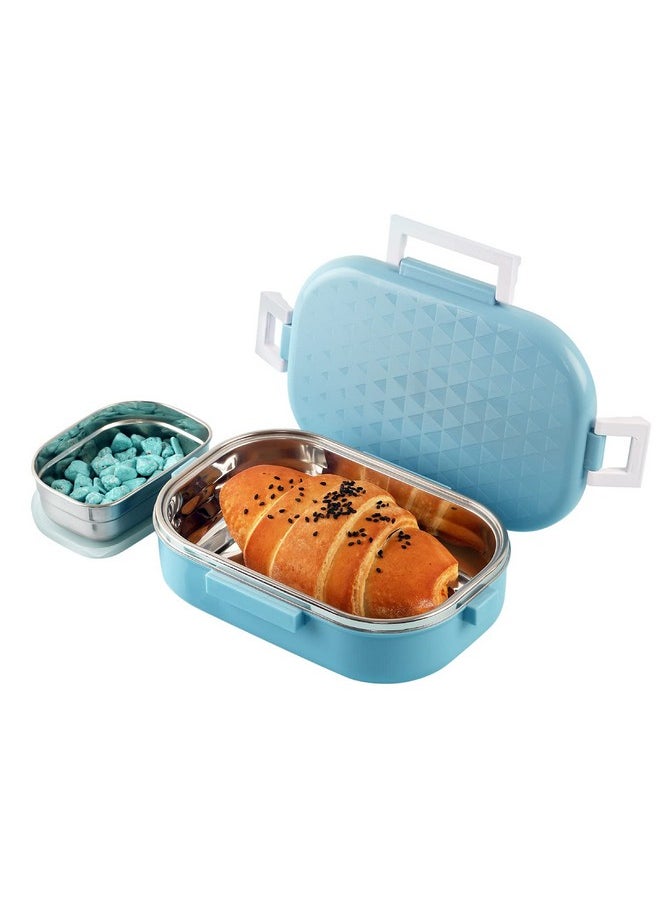 CELLO Altro Neo Lunch Box, Neo Blue, 700ml, 2 Container Lunch Box for Kids | Steel Insulated Lunch Box with Veg Box | Leak-Proof Air Tight Container Tiffin Box for Kids | Ideal for School & Picnic
