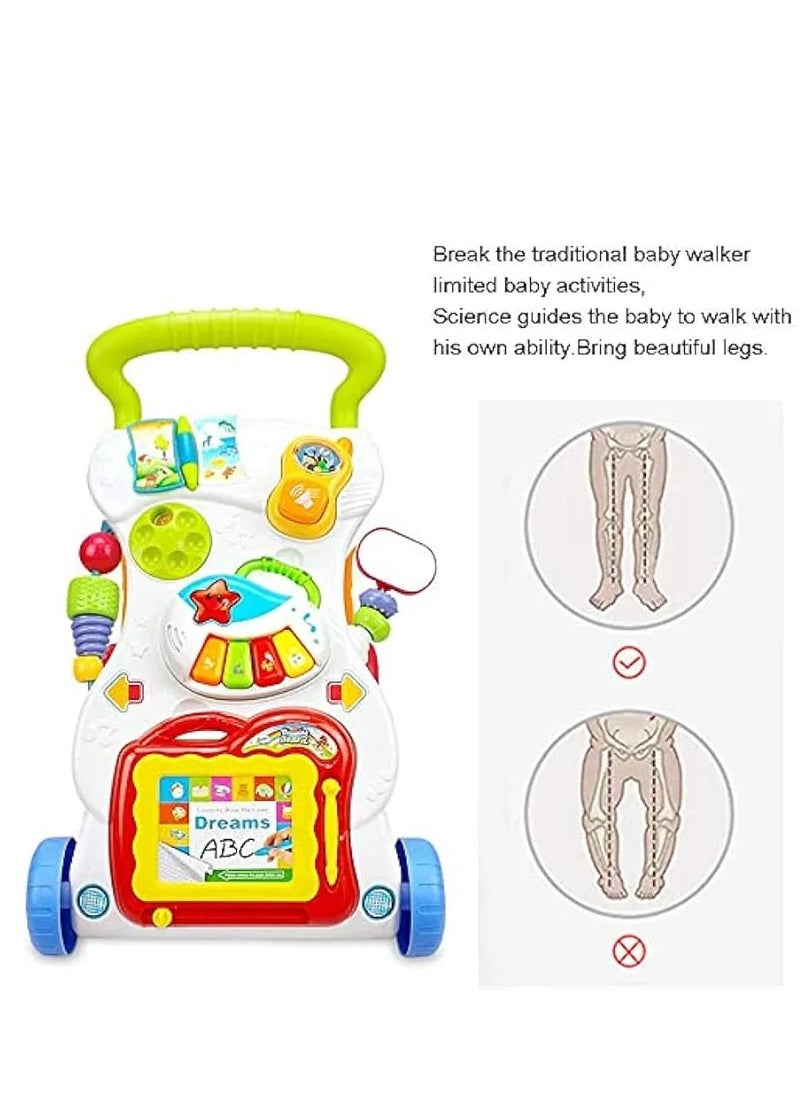 2-in-1 Baby Music Walker – Adjustable Wheels, Speed Control & Learning Play Panel for 6 to 12 month