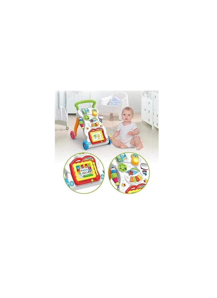 2-in-1 Baby Music Walker – Adjustable Wheels, Speed Control & Learning Play Panel for 6 to 12 month