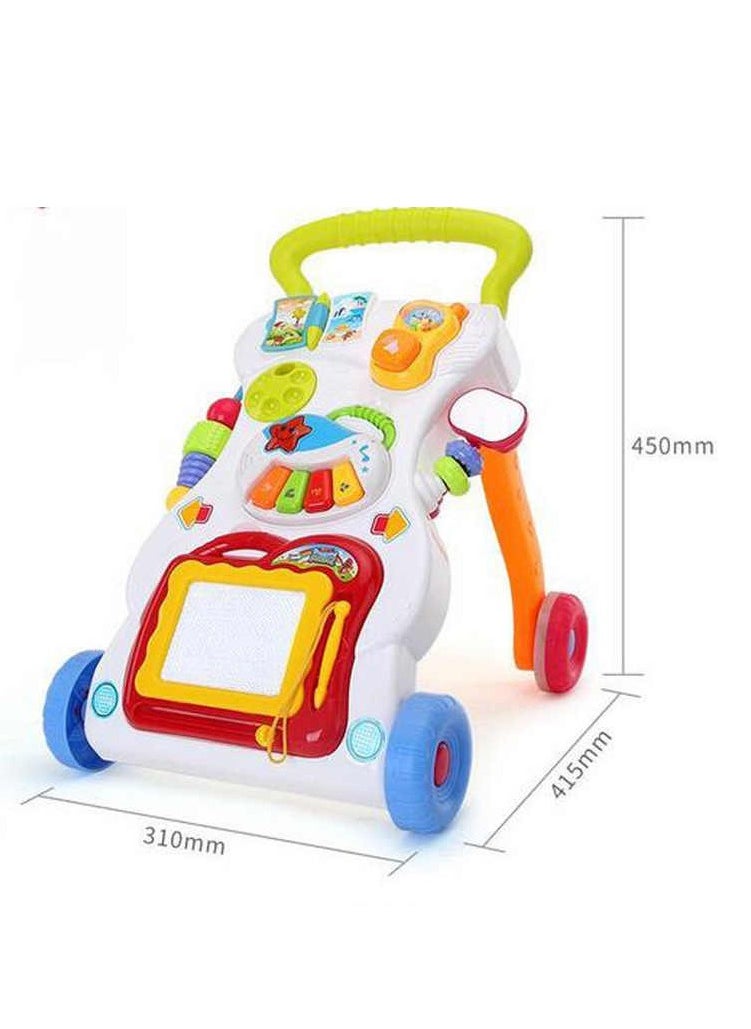 2-in-1 Baby Music Walker – Adjustable Wheels, Speed Control & Learning Play Panel for 6 to 12 month
