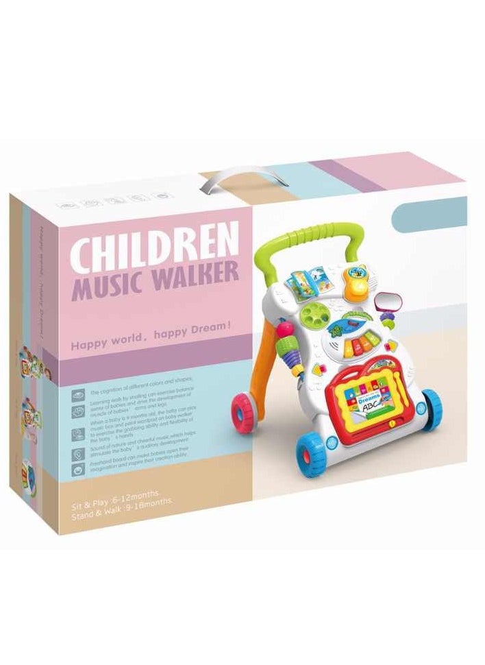 2-in-1 Baby Music Walker – Adjustable Wheels, Speed Control & Learning Play Panel for 6 to 12 month
