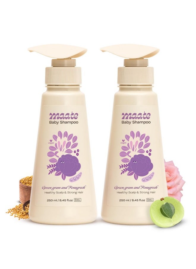 Maate Baby Shampoo (Pack of 2*250 ml) | Deep Cleanses, Nourishes Scalp & Hair | With Ayurvedic Herbs Shikakai & Amla | Baby Shampoo For Kids 0-12 Years | Baby Hair Shampoo |Tear Free & Chemical Free