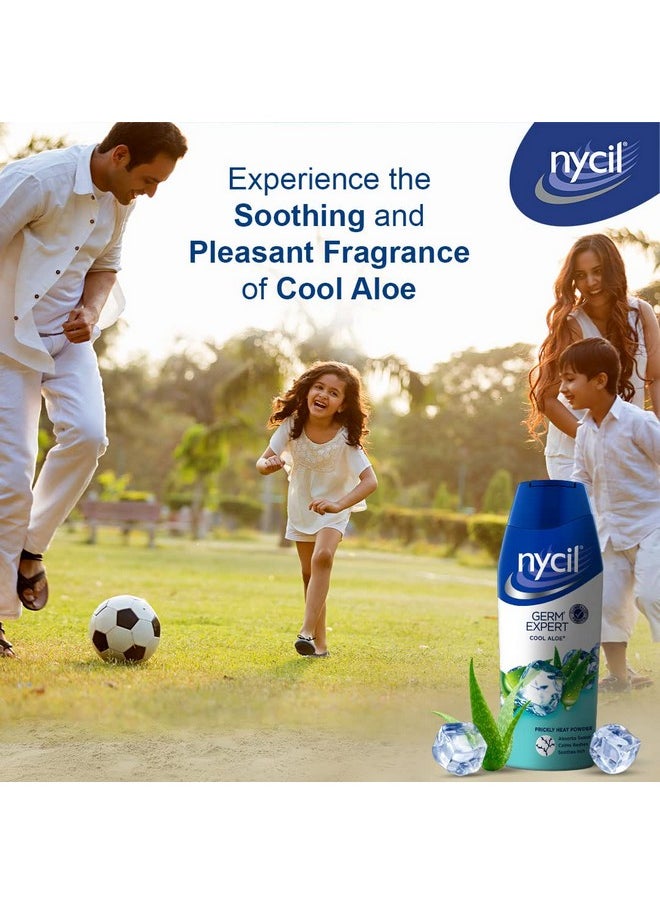Nycil Germ Expert Cool Aloe Prickly Heat And Cooling Powder - 150 G + 50 G Free (Nycil Cool Herbal Powder) | Get Relief From Skin Problems