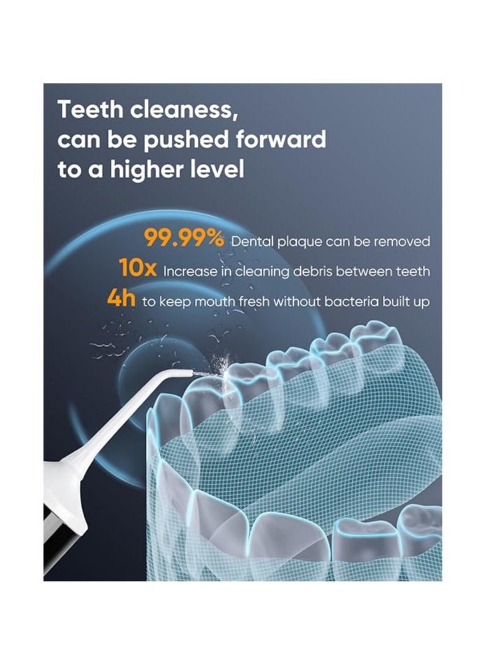 MySmile LP221 UVC Sterilizable Cordless Water Flossers for Teeth 335ML Portable OLED Display Dental Flosser with 4 Modes 8 Jet Tips and a Storage Pouch for Home and Travel (Pearl White)