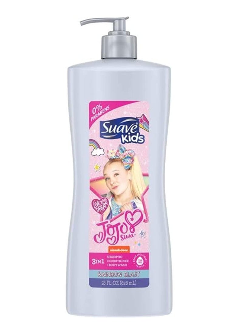 Suave Kids 3 in 1 Bodywash Shampoo Conditioner Dermatologically Tested and Tear-free 828mL