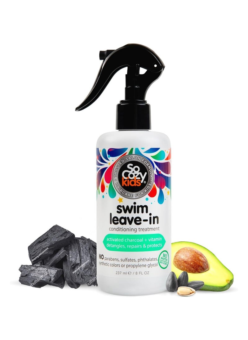 Swim Leave In Treatment & Conditioner with Activated Charcoal Protects & Repairs Hair Damaged by Pool Chemicals, Saltwater, the Sun Loco Lime Scent, 8 Fluid oz