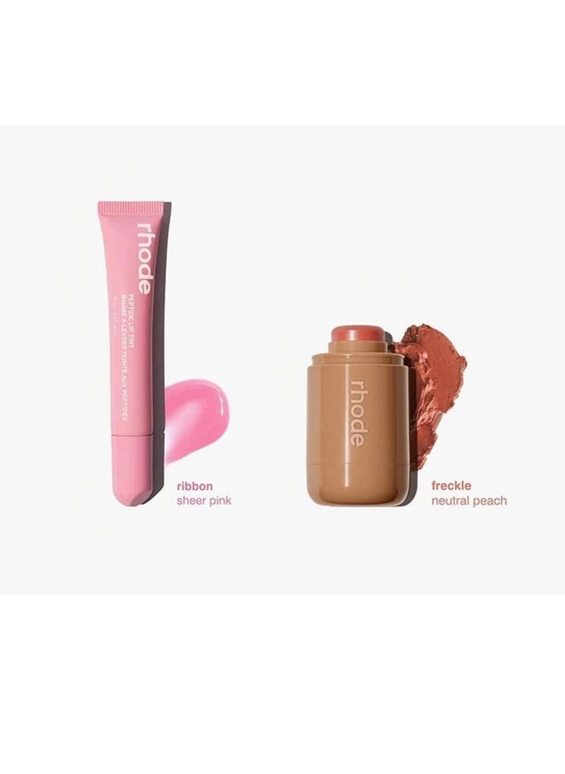 Peptide Lip Tint + Pocket Blush - Ribbon + Freckle