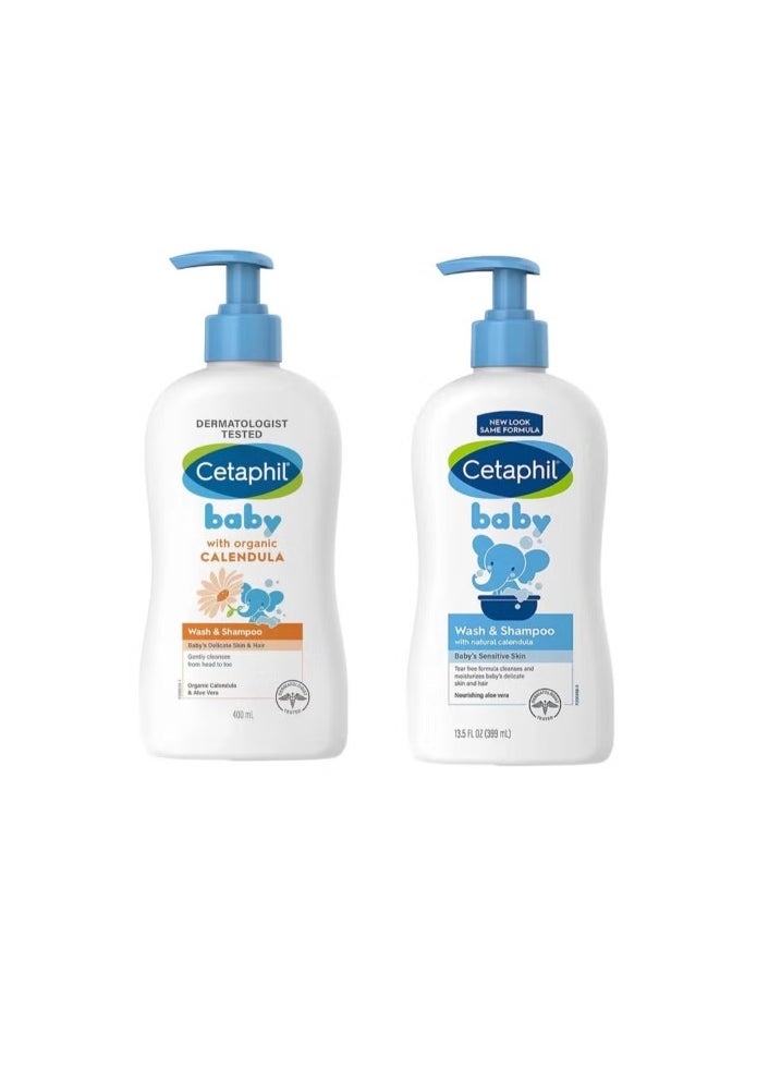 Baby Shampoo, Wash & Foaming Wash with Organic Calendula & Aloe Vera 400ml