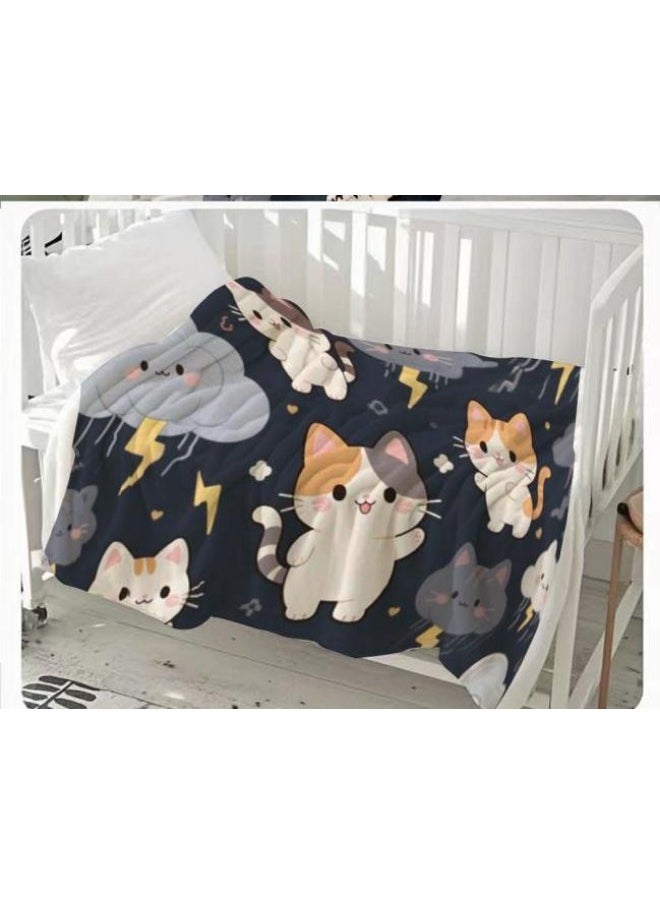 Children's or student cartoon flannel thin blanket (warm and comfortable, suitable for sleep, games) 100cm*150cm - 137
