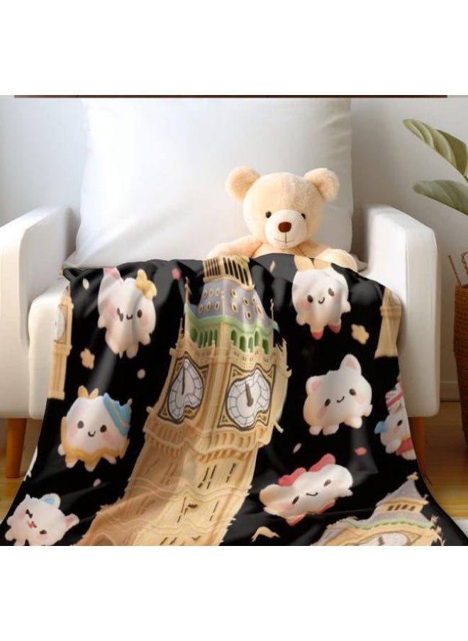 Children's or student cartoon flannel thin blanket (warm and comfortable, suitable for sleep, games) 100cm*150cm