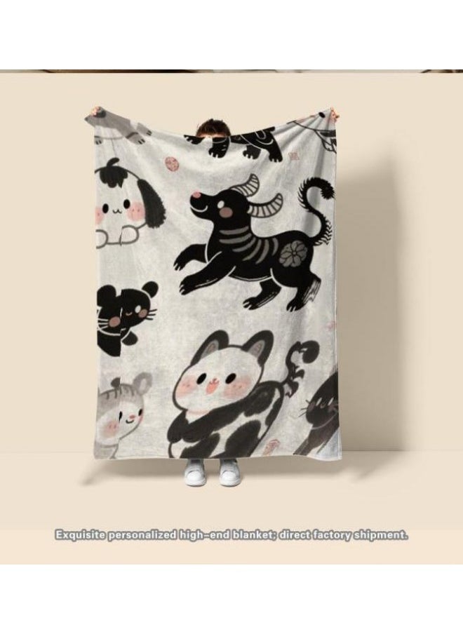 Children's or student cartoon flannel thin blanket (warm and comfortable, suitable for sleep, games) 100cm*150cm