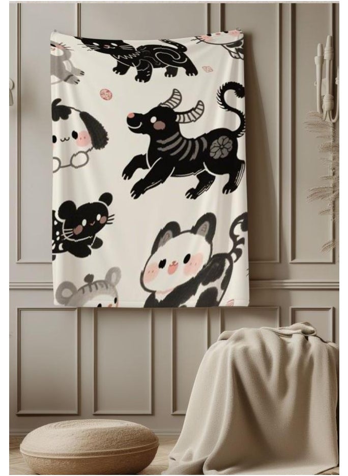Children's or student cartoon flannel thin blanket (warm and comfortable, suitable for sleep, games) 100cm*150cm