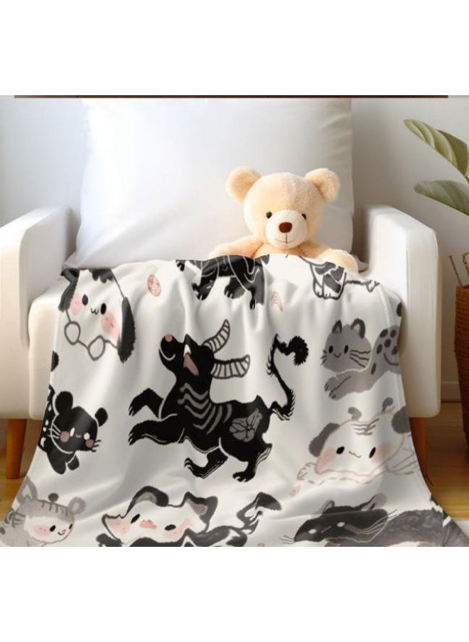 Children's or student cartoon flannel thin blanket (warm and comfortable, suitable for sleep, games) 100cm*150cm