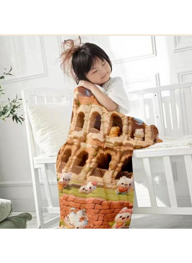 Children's or student cartoon flannel thin blanket (warm and comfortable, suitable for sleep, games) 100cm*150cm - 95