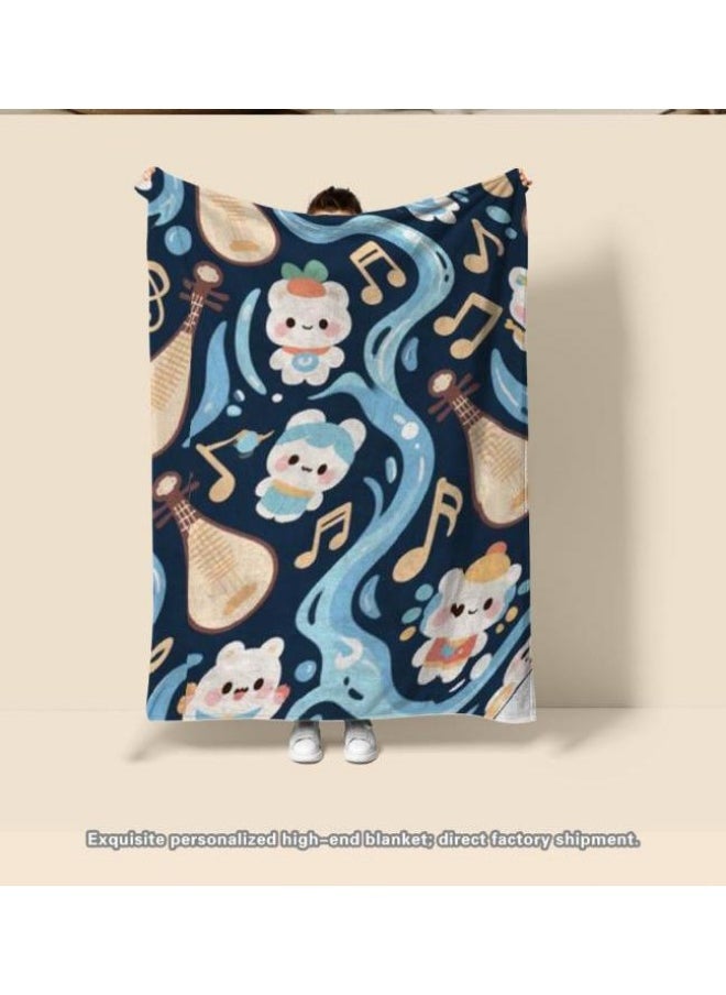 Children's or student cartoon flannel thin blanket (warm and comfortable, suitable for sleep, games) 100cm*150cm