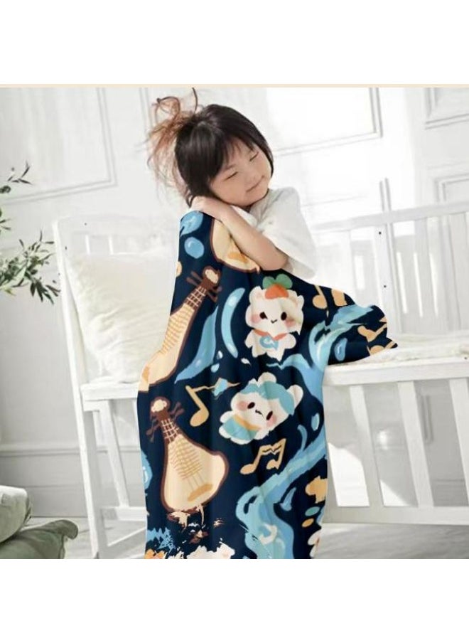 Children's or student cartoon flannel thin blanket (warm and comfortable, suitable for sleep, games) 100cm*150cm