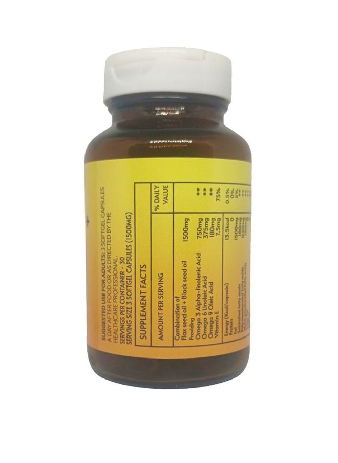 Nutrition Omega 3-6-9 + Black Seed Oil – 90 Softgels | Complete Essential Fatty Acids for Heart, Brain & Immune Health