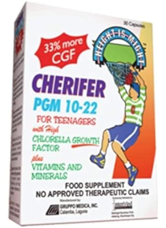 Growth Enhancer - Cherifer Pgm 10-22 High Chlorella Growth Factor (Cgf), Taurine And Lysine 30 Caps